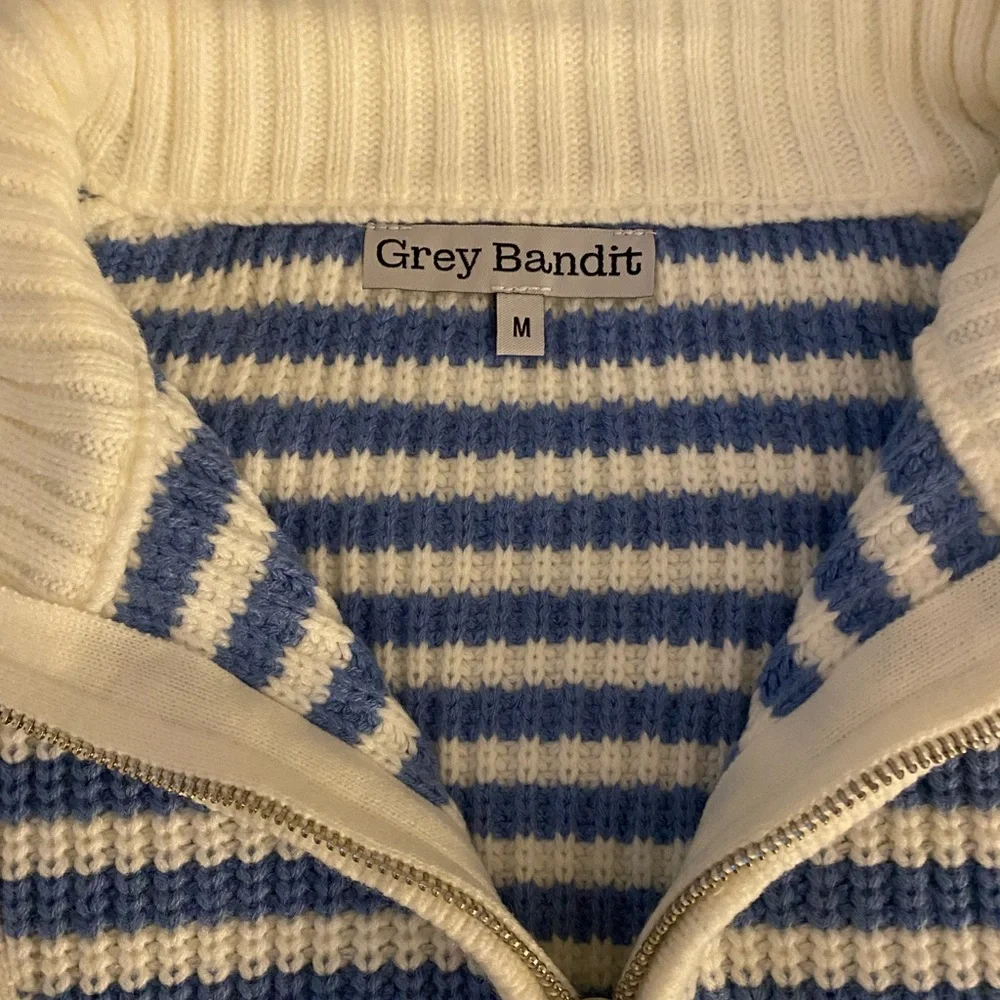 Grey Bandit Blue & White Striped Half-Zip Sweater - Picture 5 of 6